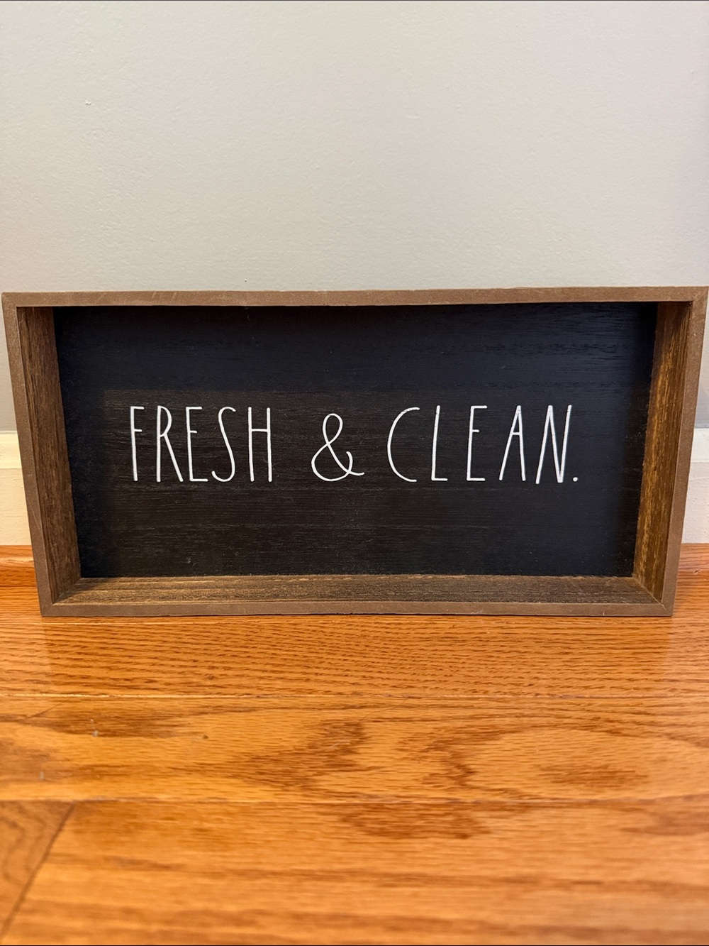 Rae Dunn Black & White Fresh & Clean Wood Vanity Tray